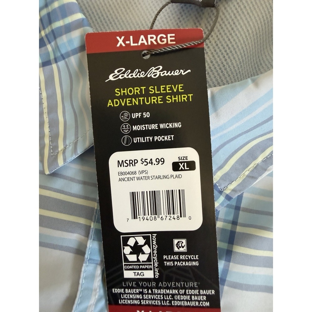 Eddie Bauerโ Women's Shirt XL Plaid Short Sleeve UPF 50 Hiking Outdoor Camping - Picture 13 of 14